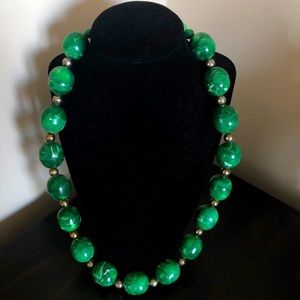 Vintage green resin necklace disco ball spacers